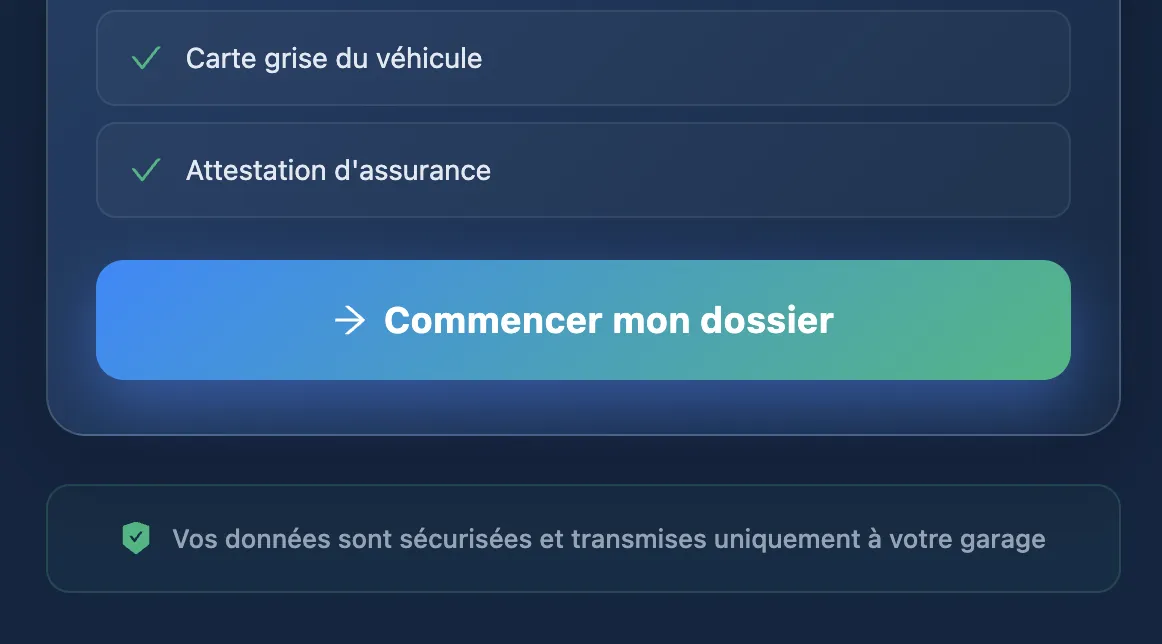 QR Code collecte informations client bris de glace automatique
